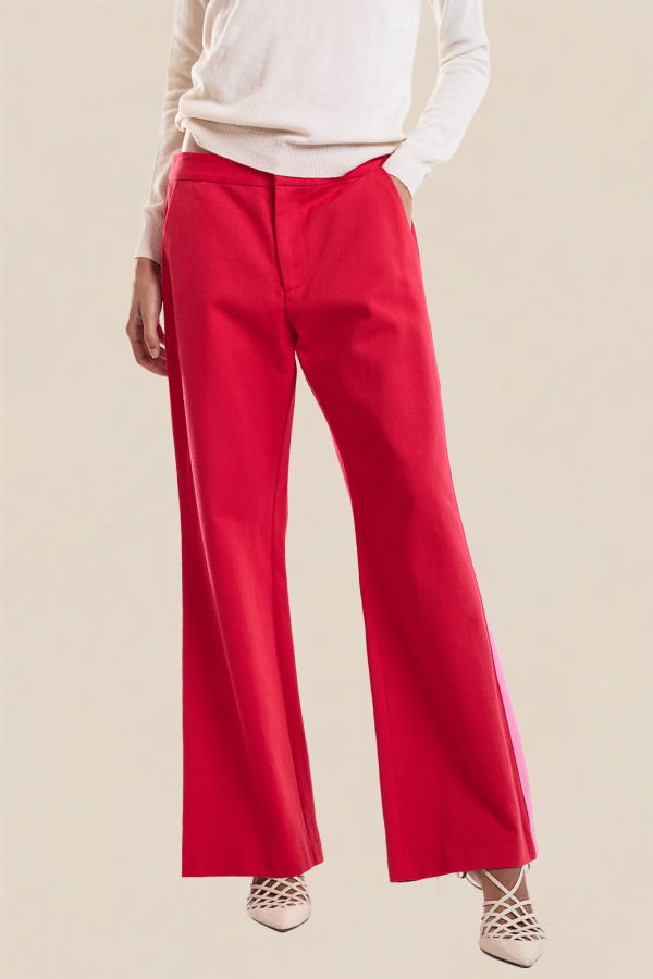 Cynthia Rowley Riley Side Stripe Cropped Flare Pants - Red