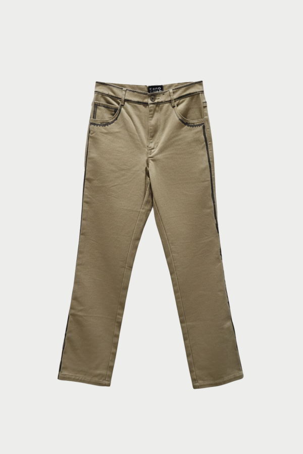 Feng Chen Wang Embroidered Edge Jeans - Khaki