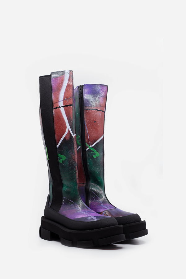 WDLT117 Both Graffiti Print Gao Platform Boot - Graffiti Print/Black