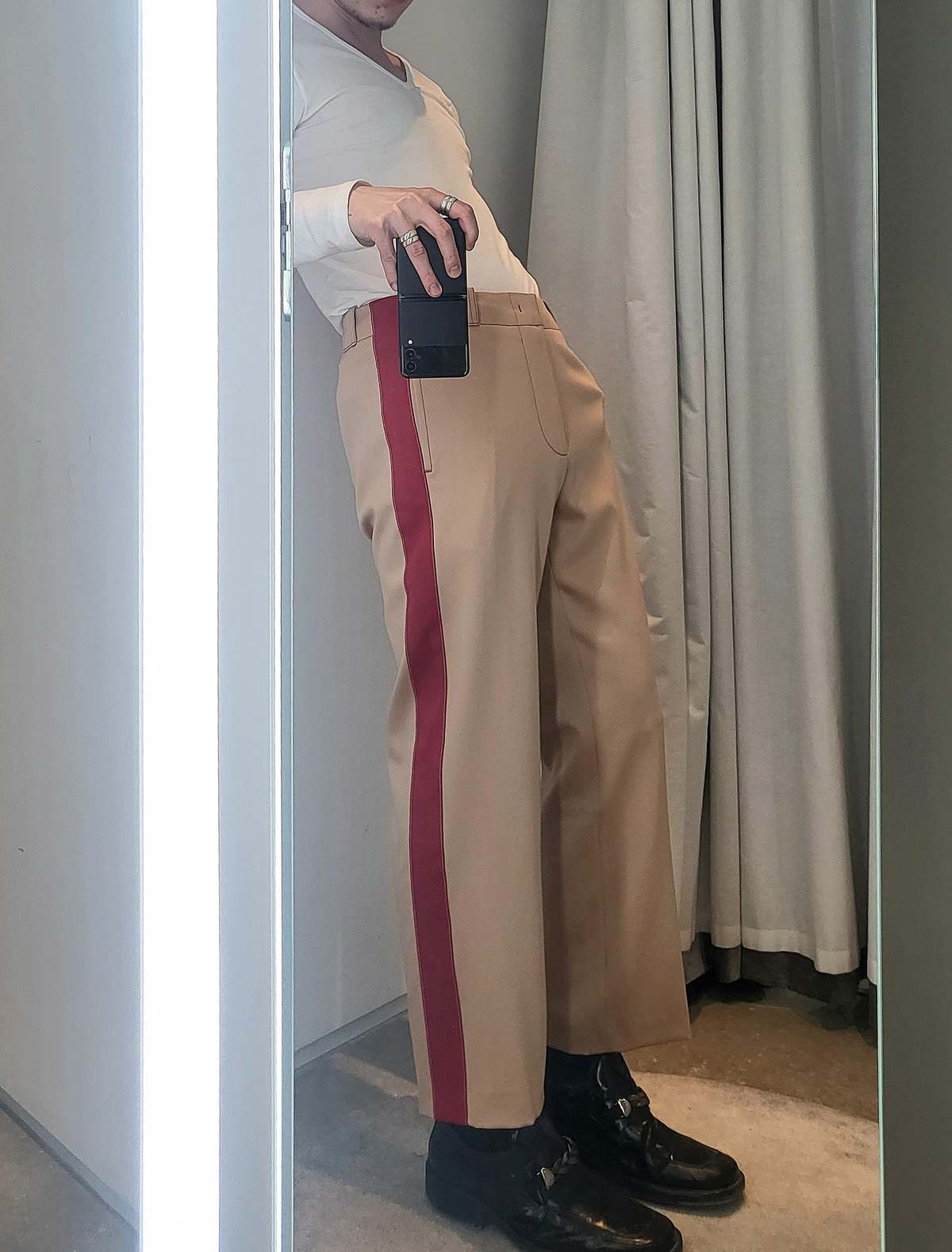 Sies Marjan Orion Pressed Wool Side-Stripe Pant - Beige - Image 4 of 4