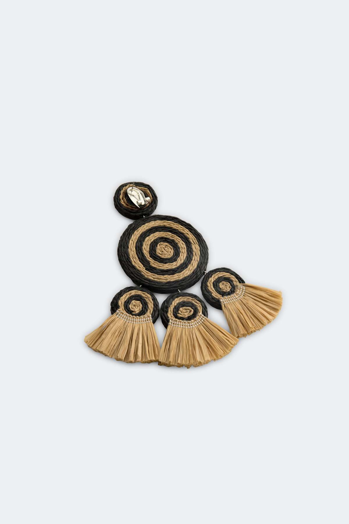 Simon Miller Raffia Fringe Deco Earrings - Black/Natural - Image 3 of 3