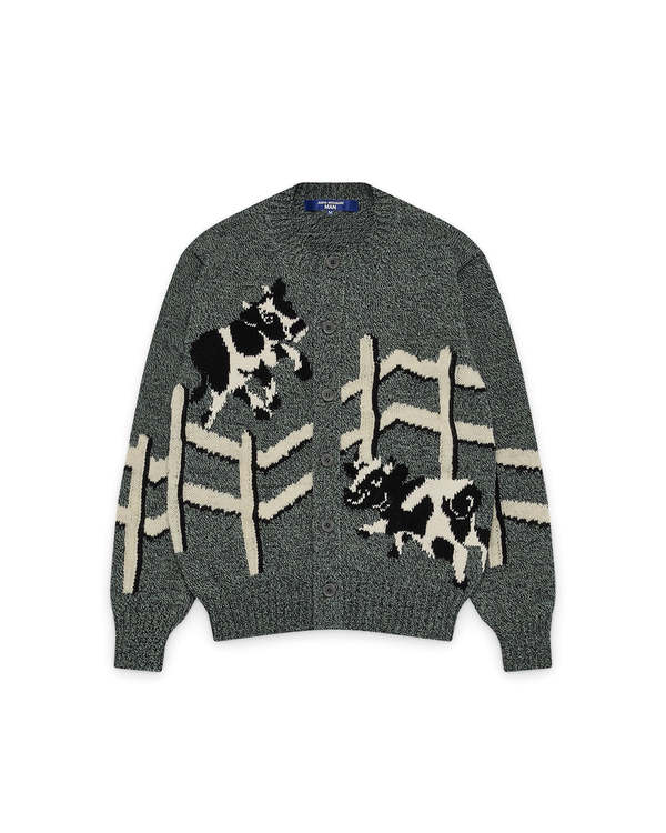 JUNYA WATANABE Wool Polyester Jersey Intarsia Jacquard Knitwear - Navy/Green