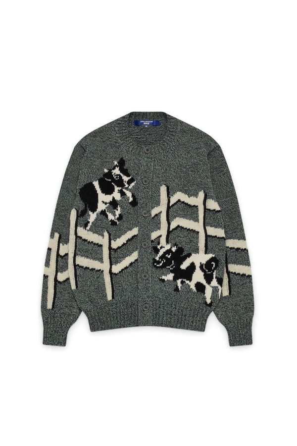 JUNYA WATANABE Wool Polyester Jersey Intarsia Jacquard Knitwear - Navy/Green