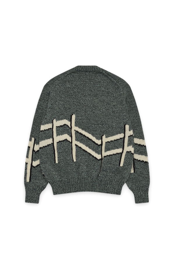 JUNYA WATANABE Wool Polyester Jersey Intarsia Jacquard Knitwear - Navy/Green