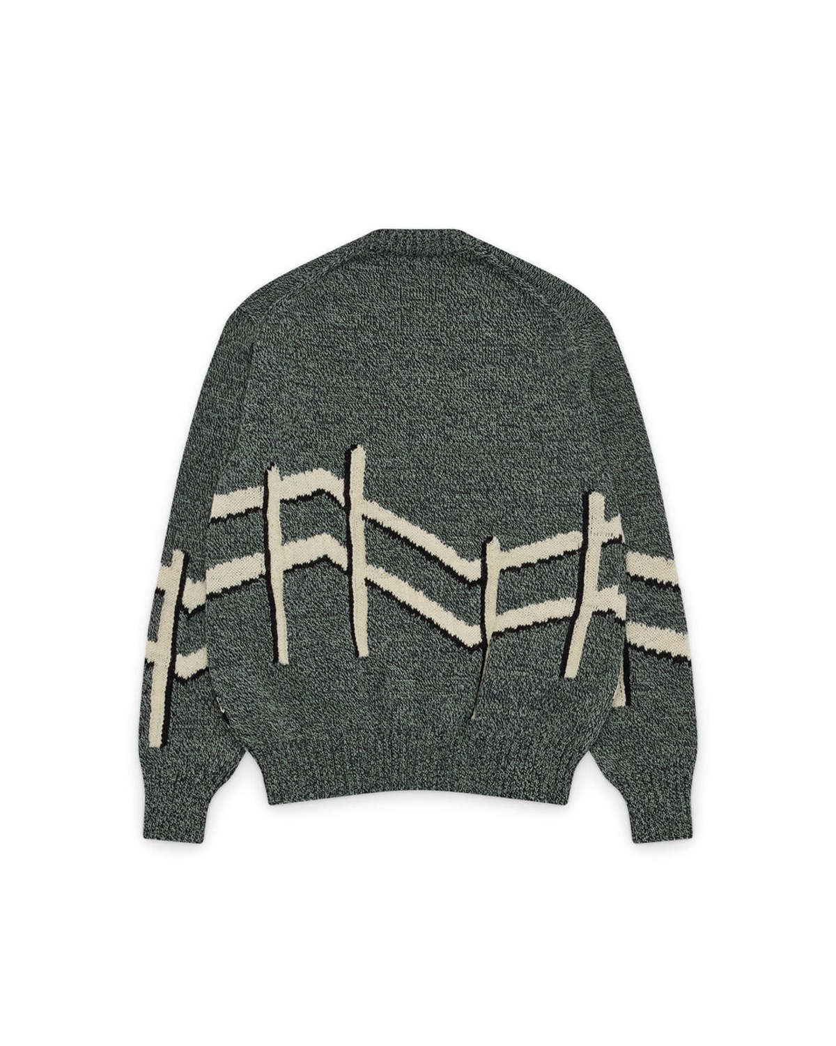 JUNYA WATANABE Wool Polyester Jersey Intarsia Jacquard Knitwear - Navy/Green - Image 2 of 2