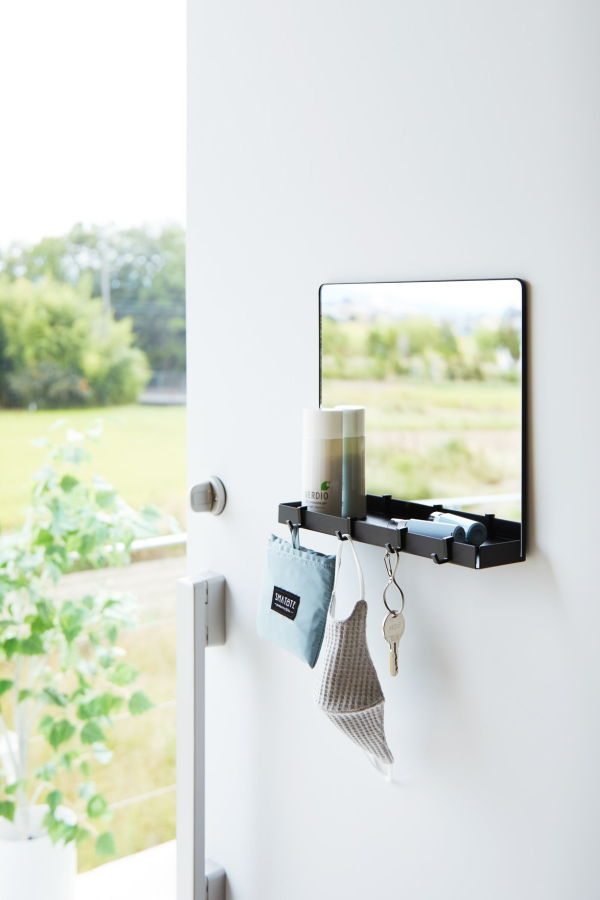 Yamazaki Home Magnetic Mirror with Storage Rack - Glass