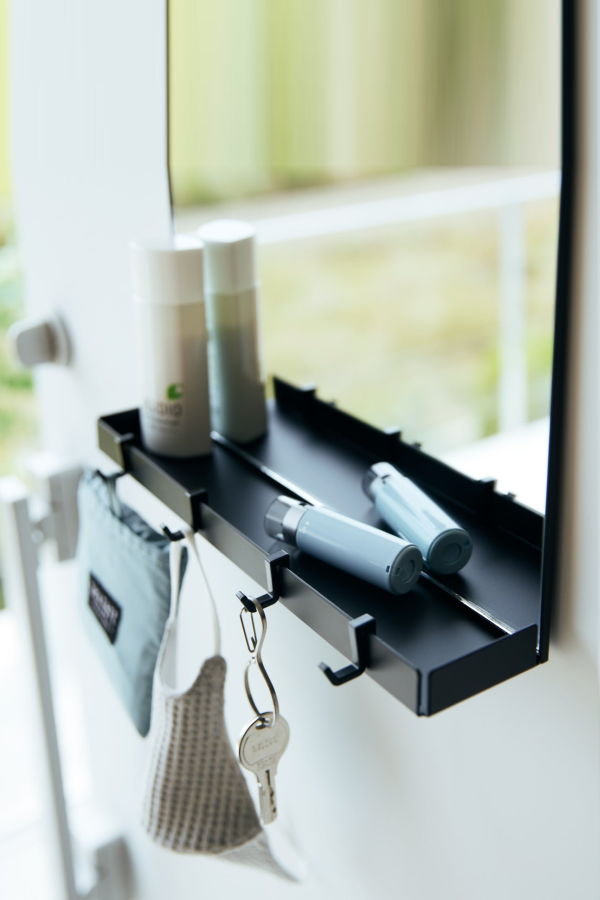 Yamazaki Home Magnetic Mirror with Storage Rack - Glass