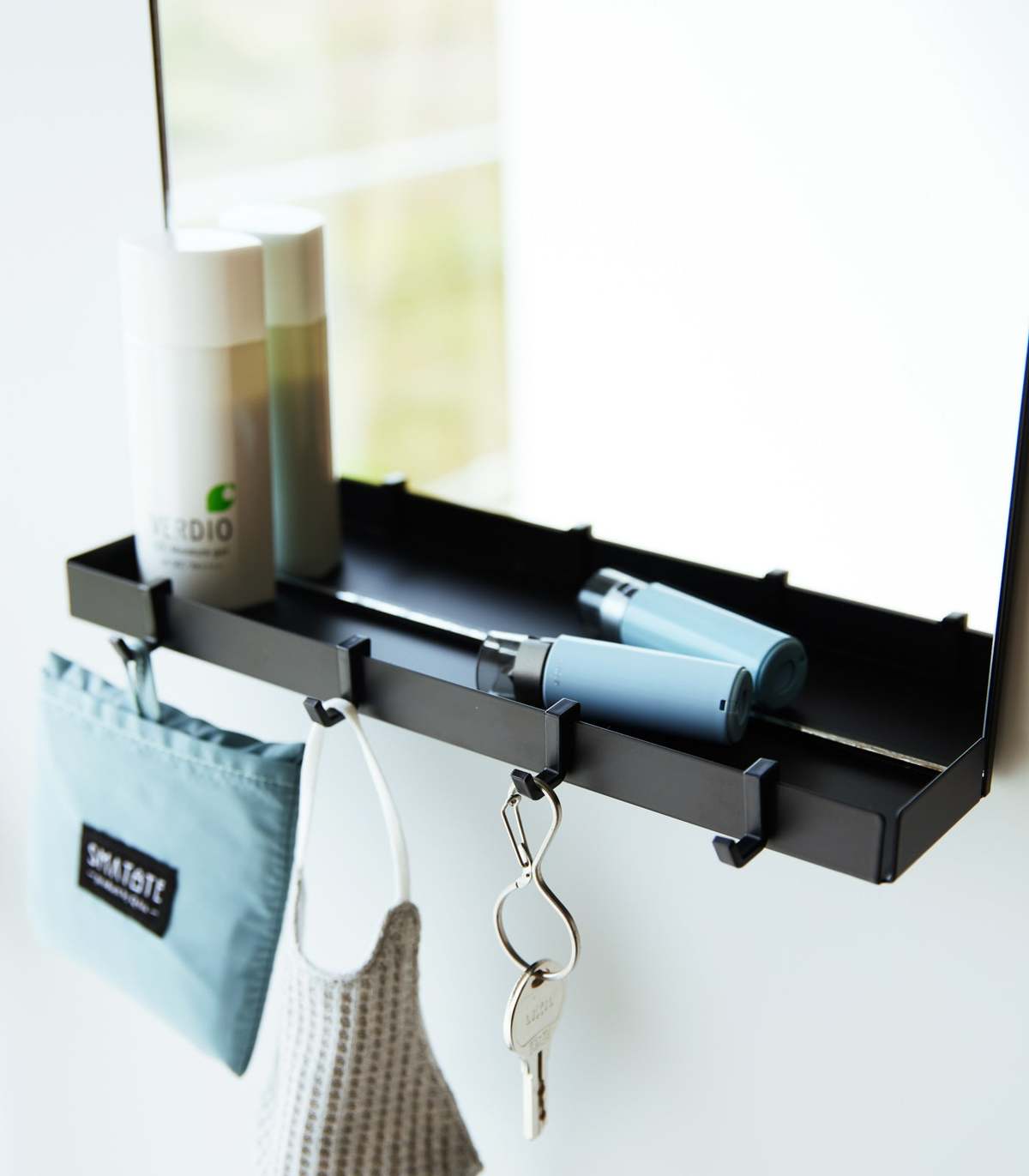 Yamazaki Home Magnetic Mirror with Storage Rack - Glass - Image 3 of 7