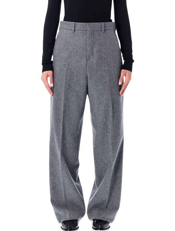 Ami Alexandre Mattiussi Ami Paris Wool Wide-Leg Trousers - Gray