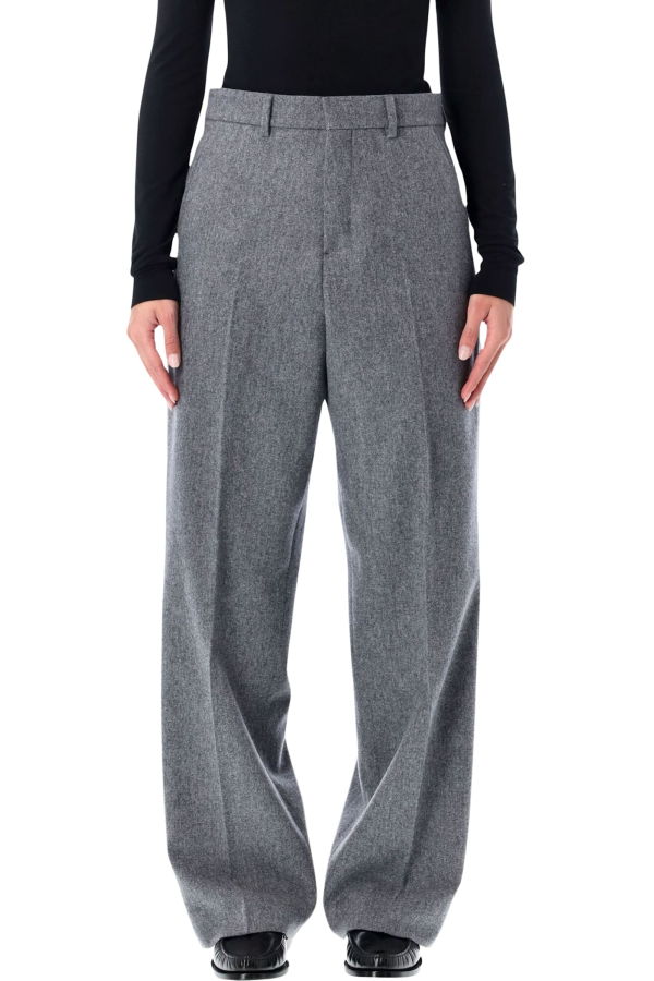 Ami Alexandre Mattiussi Ami Paris Wool Wide-Leg Trousers - Gray