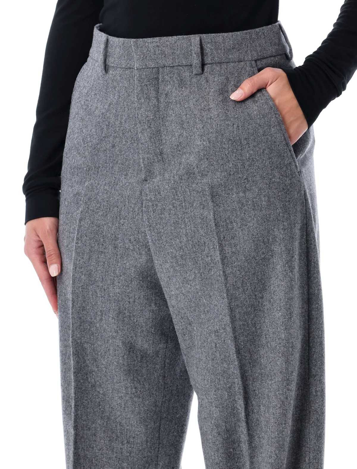 Ami Alexandre Mattiussi Ami Paris Wool Wide-Leg Trousers - Gray - Image 3 of 3