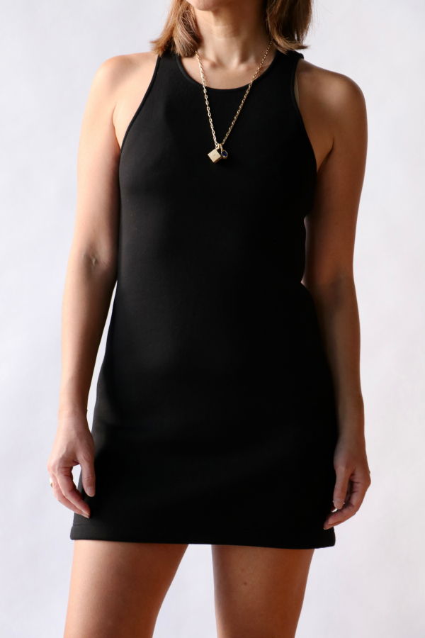 Tibi Bonded Viscose Sculpted Sleeveless Tunic Tank Top