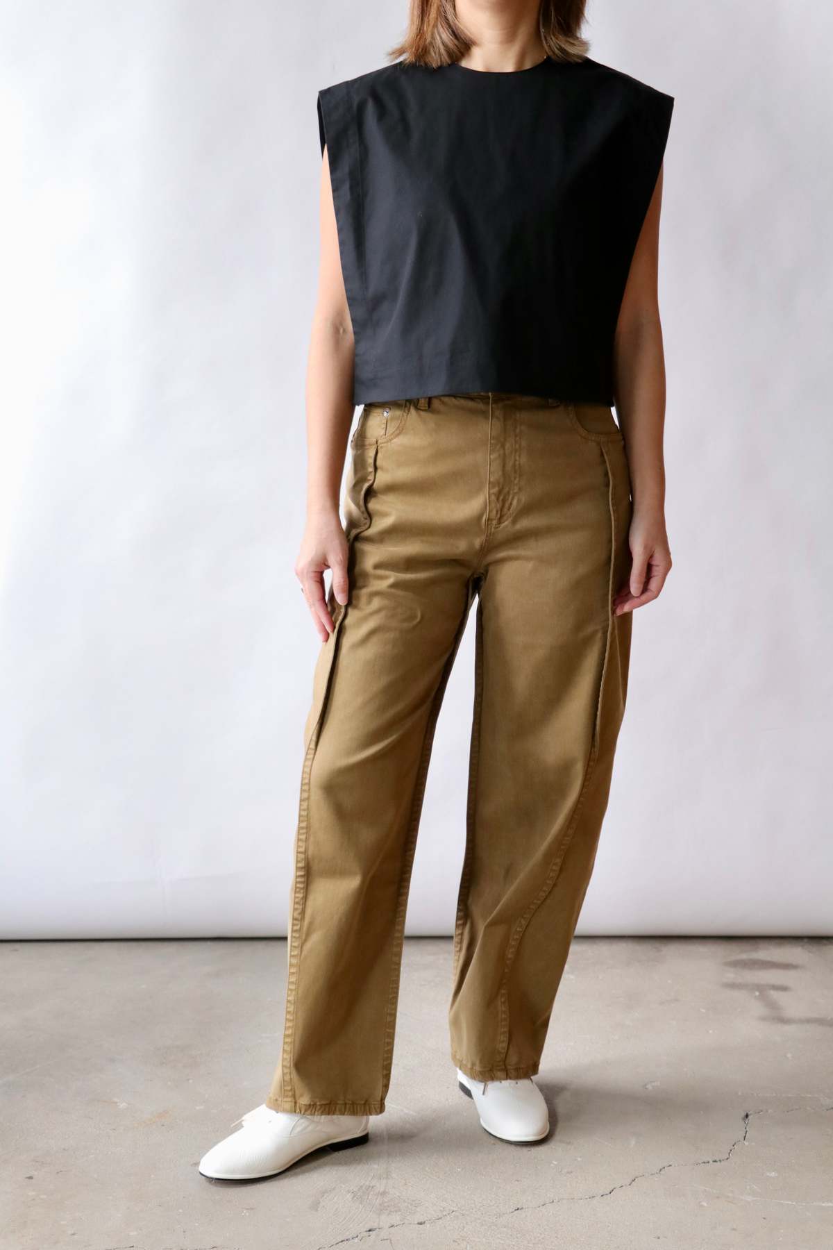 Tibi Compact Eco Poplin Cropped Square Top - Image 3 of 5