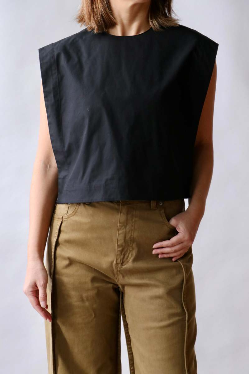 Tibi Compact Eco Poplin Cropped Square Top