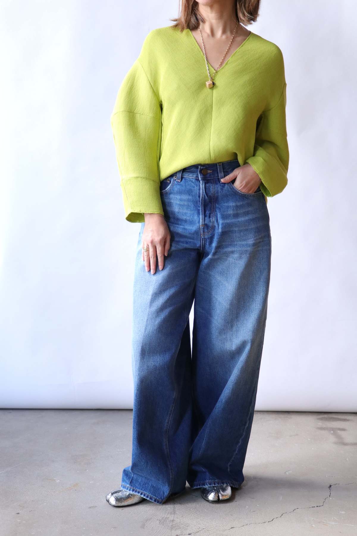 Tibi Viscose Plissé Hinged Short Sleeve Top - Peapod - Image 3 of 4