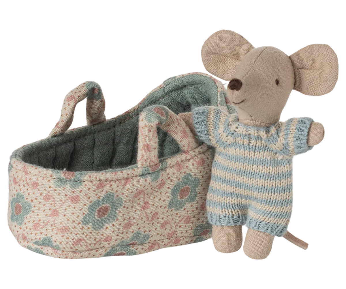 KIDS Maileg Baby Mouse in Carry Cot Toy - Image 1 of 2