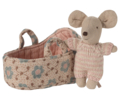 KIDS Maileg Baby Mouse in Carry Cot Toy - Thumbnail 2