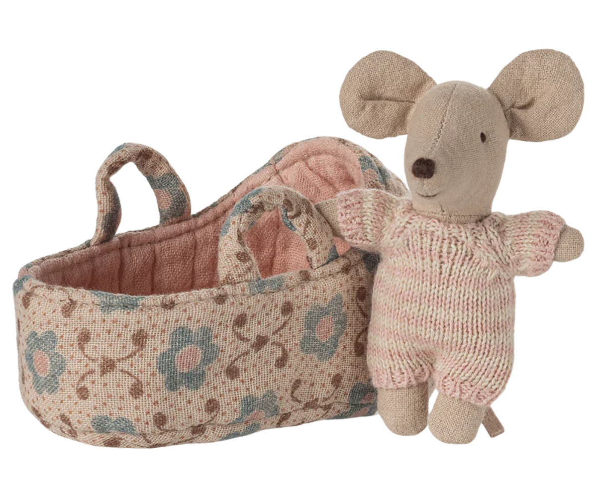 KIDS Maileg Baby Mouse in Carry Cot Toy - Image 2 of 2