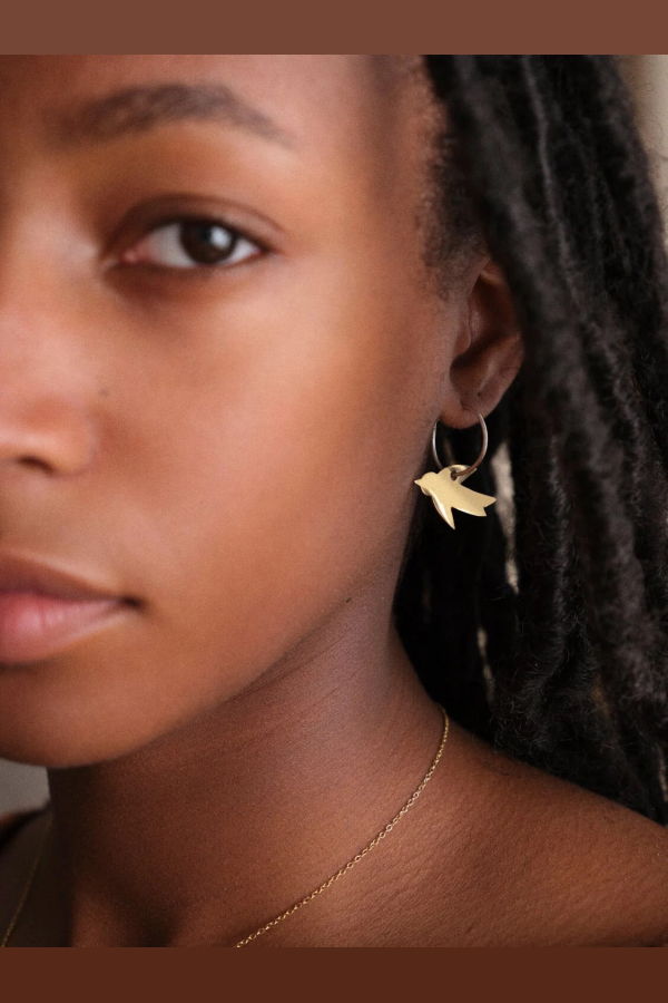 Ombre Claire Crole Oiseau Hoop Earrings
