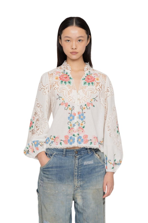 Sea NY Astrid Embroidery Long Sleeve Blouse