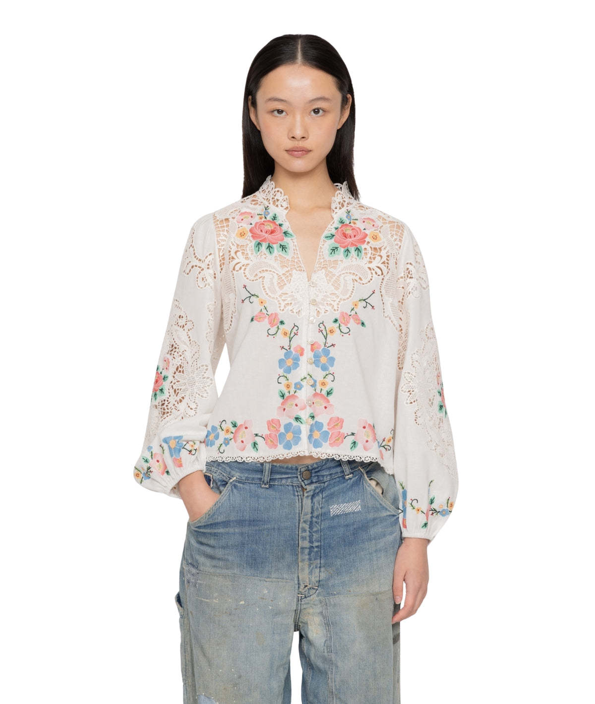 Sea NY Astrid Embroidery Long Sleeve Blouse - Image 1 of 5