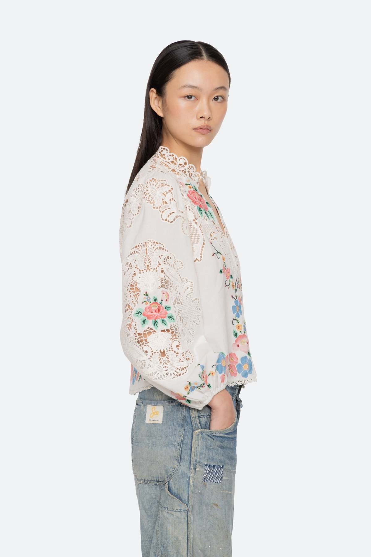 Sea NY Astrid Embroidery Long Sleeve Blouse - Image 4 of 5