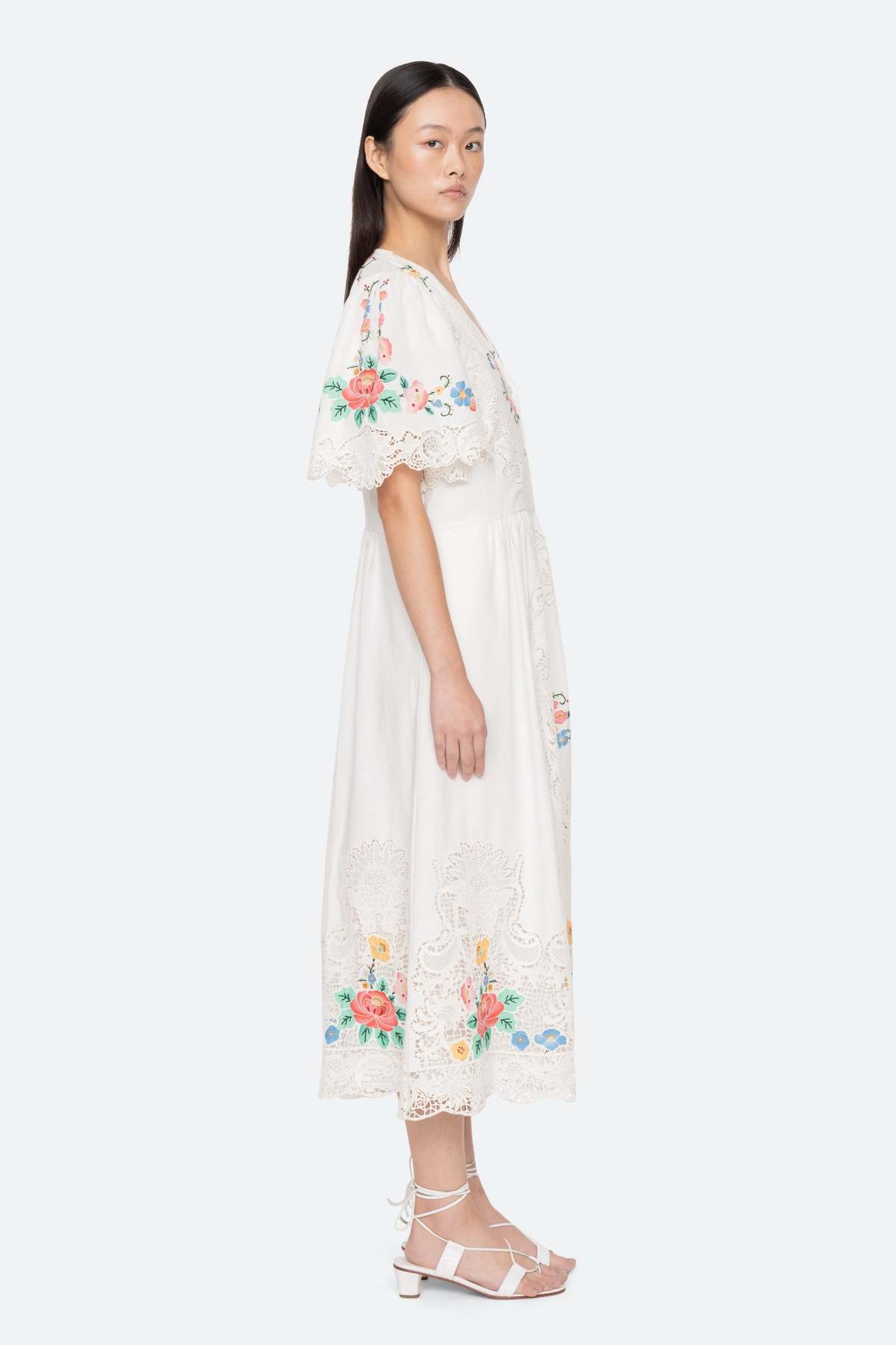 Sea NY Astrid Embroidery Short Sleeve Midi Dress - Image 4 of 5