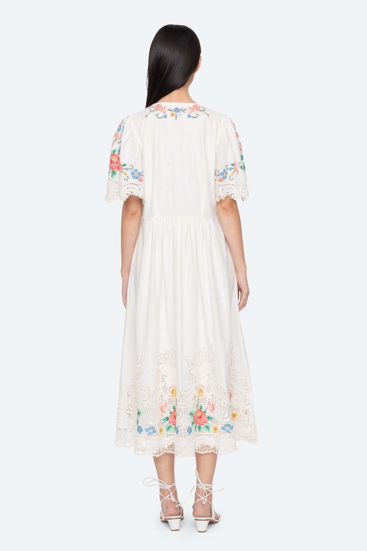 Sea NY Astrid Embroidery Short Sleeve Midi Dress - Image 5 of 5