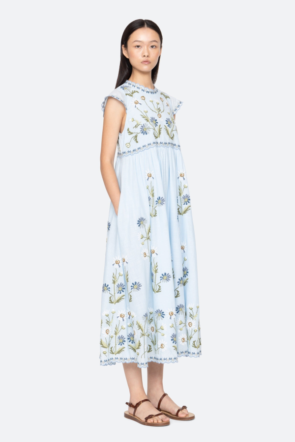 Sea NY Audra Embroidery Midi Dress