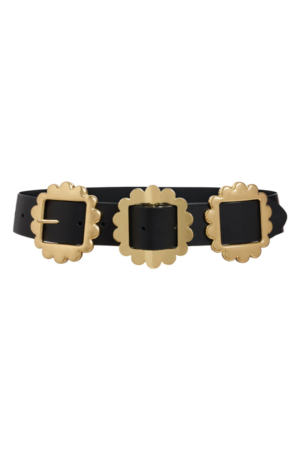 Cynthia Rowley Gold Buckle Belt - Black