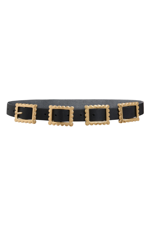 Cynthia Rowley Gold Buckle Thin Belt - Black