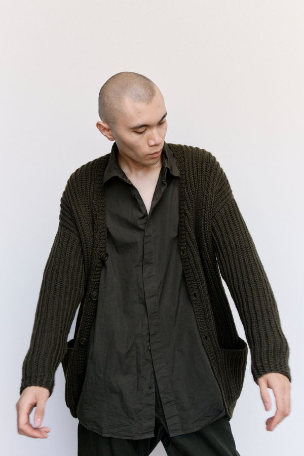 Casey Casey Wooler Heavy Rib Cardigan - Brown