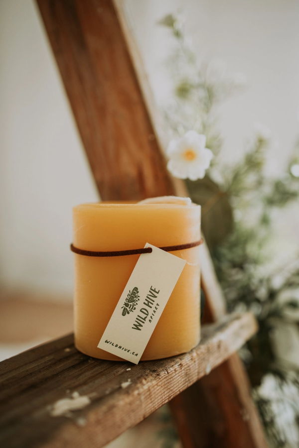 Wild Hive Apiary Small Pillar Candle - Beeswax
