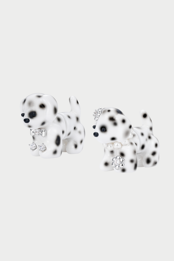 YVMIN Split Puppy Earrings (Pair) - White