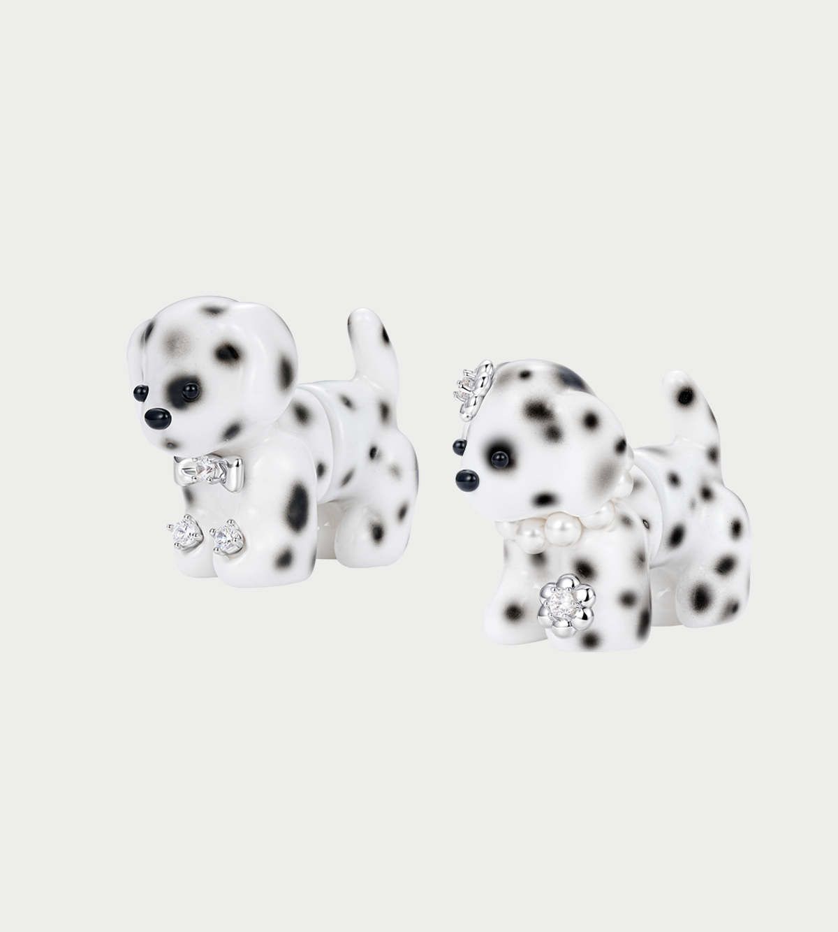 YVMIN Split Puppy Earrings (Pair) - White - Image 1 of 2