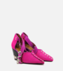 WDLT117 Toga Pulla Cross Front Pink Pony Hair Heel - Fuschia - Thumbnail 2