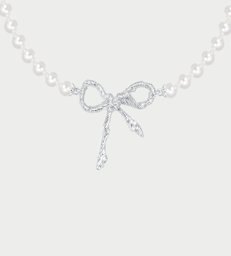 YVMIN Twisted Rope Bow Pearl Necklace