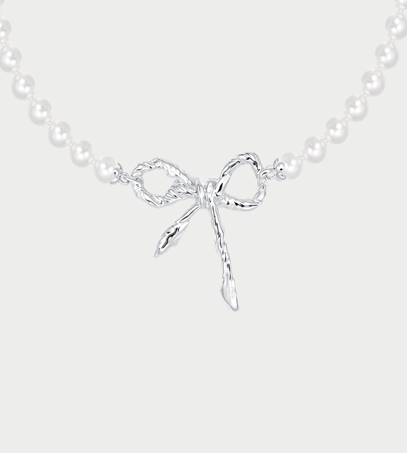YVMIN Twisted Rope Bow Pearl Necklace