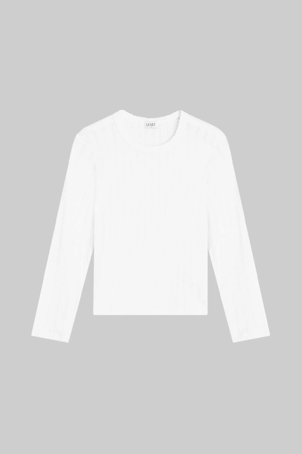 Leset Pointelle Slim Fit Long Sleeve Top