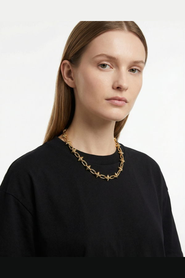 llayers Gold Spike Necklace