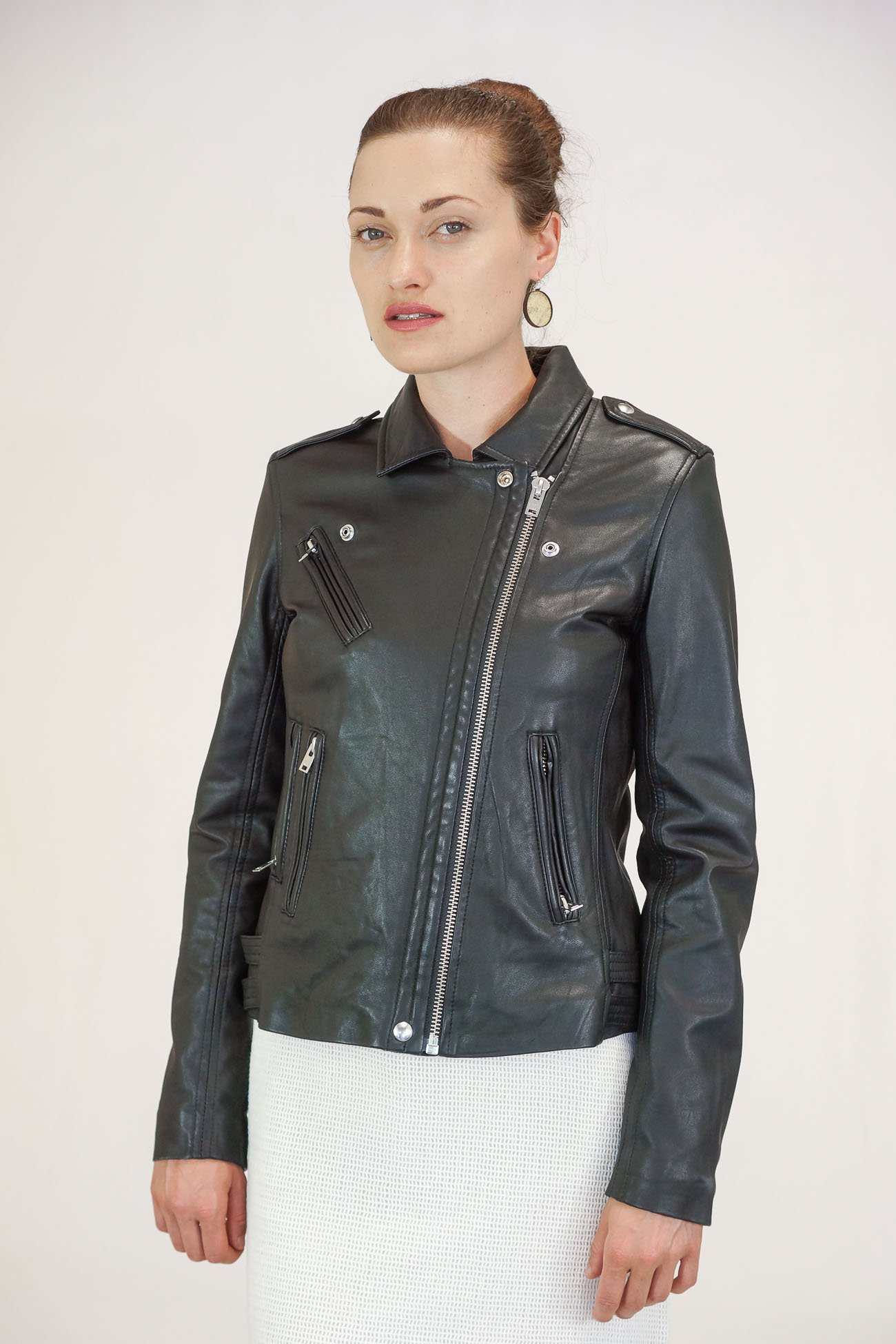 Iro Han Black Leather Moto Jacket