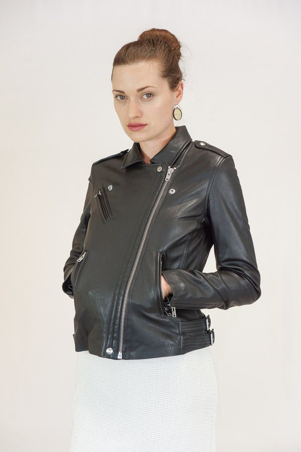 Iro Han Black Leather Moto Jacket