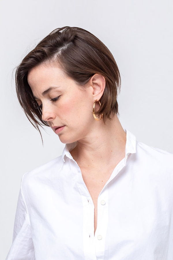 Helena Rohner Round Irregular Gold Plated Brass Hoops Earrings