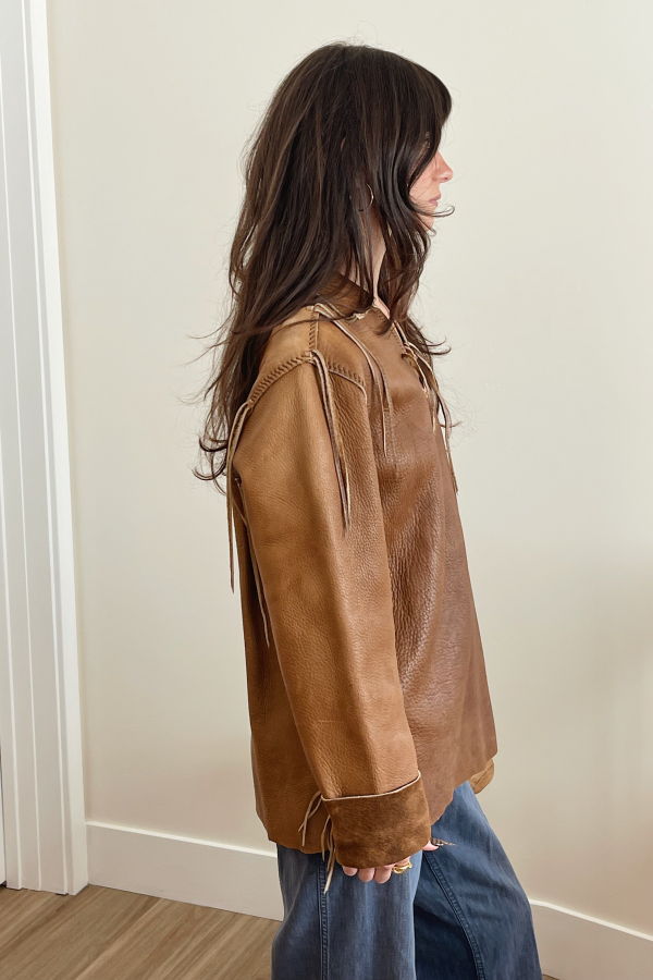 Handmade Elkskin Lace Up Pullover