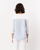 ELLIOTT LAUREN 3/4 Sleeve Seersucker Top - White/ Blue Stripe - Thumbnail 2