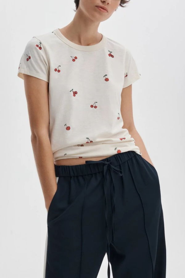 Rag & Bone All Over Cherry Tee - White Multi