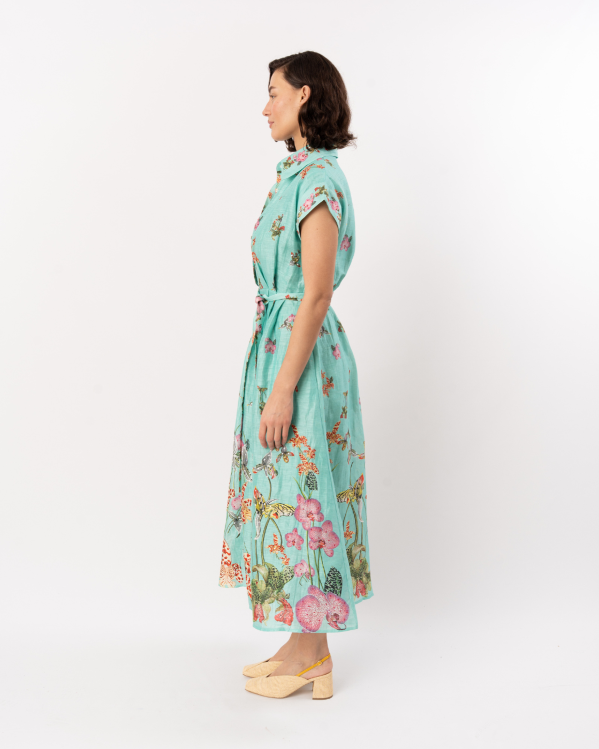 LA FUORI Botanica Printed Aura Shirtdress - Teal Multi - Image 3 of 5