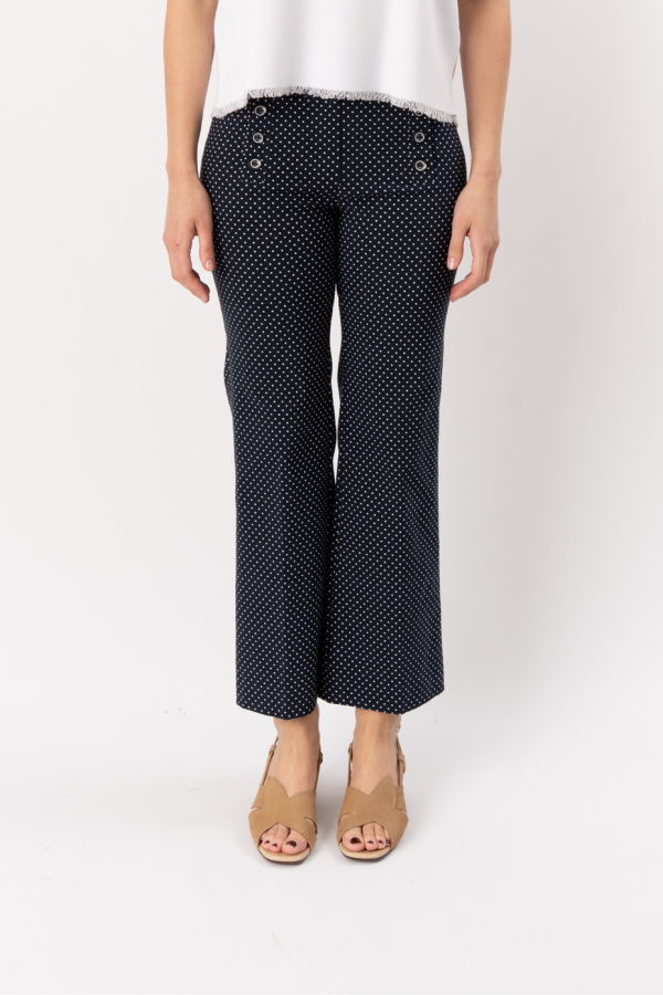 ELLIOTT LAUREN Button Front Polka Dot Pants - Navy