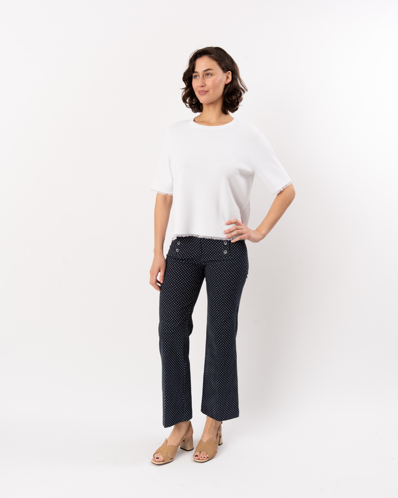 ELLIOTT LAUREN Button Front Polka Dot Pants - Navy