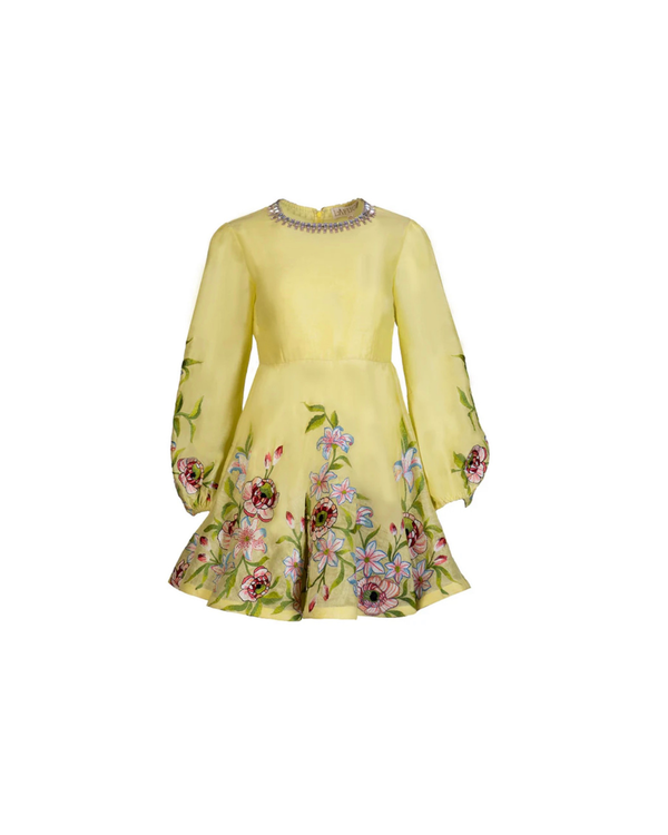 LA FUORI Citrine Eaten By Flower Dress - Yellow Multi